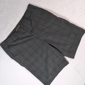 Quiksilver Mens Plaid Walk Shorts Gray Blue Bermuda Y2K Size 36 Casual Beach 90s